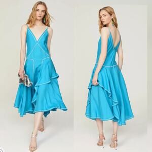 Esteban Cortazar Collective Aqua Midi Dress - Size L
